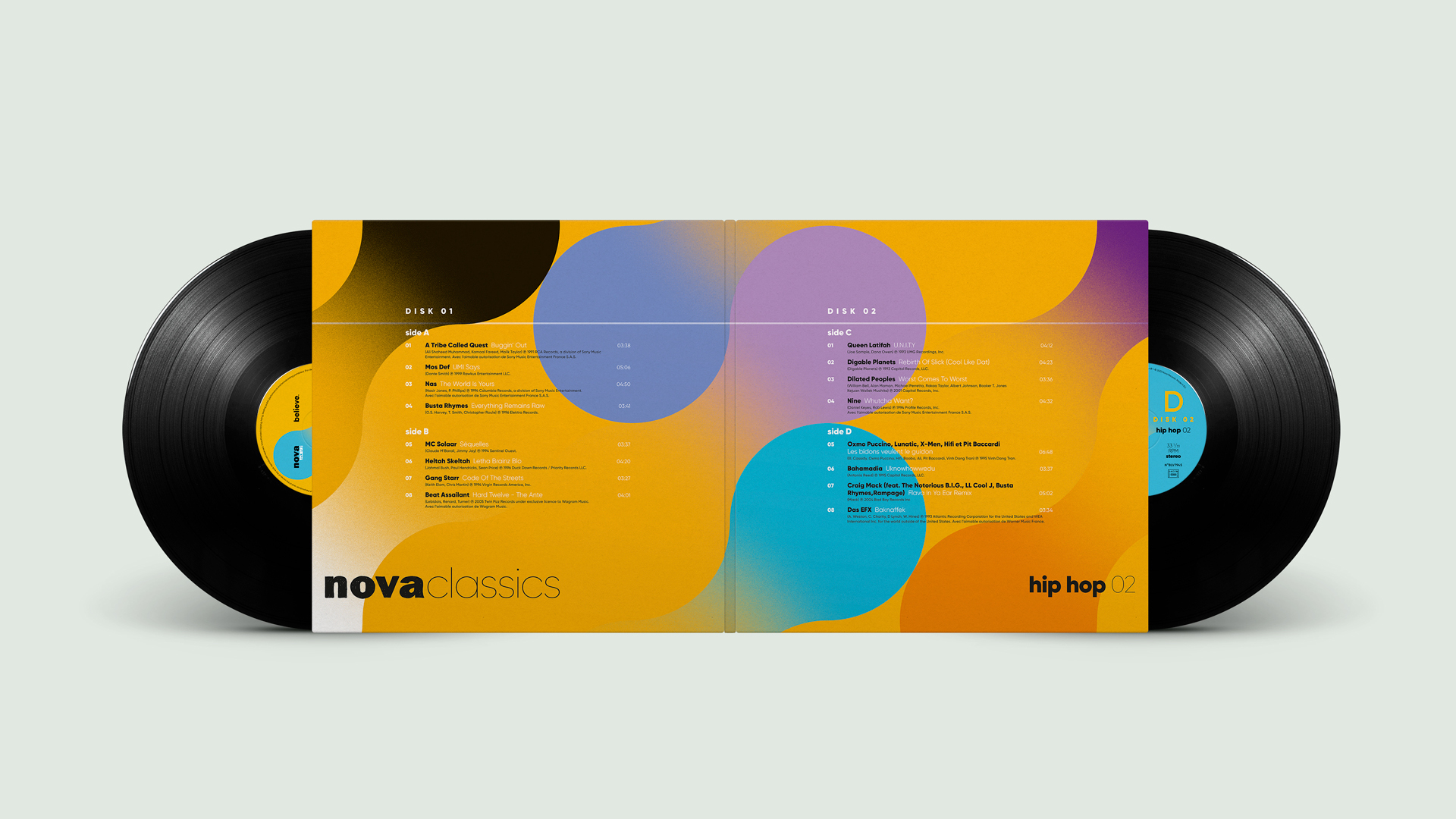 Nova Classics HipHop 02 double vinyles gatefold conception & création graphique pommeC pommeV graphisme & illustration Christophe Andrusin