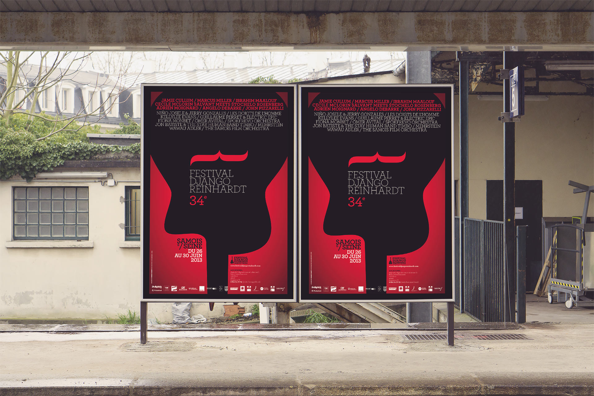 Affiche abris bus métro train festival Django Reinhardt