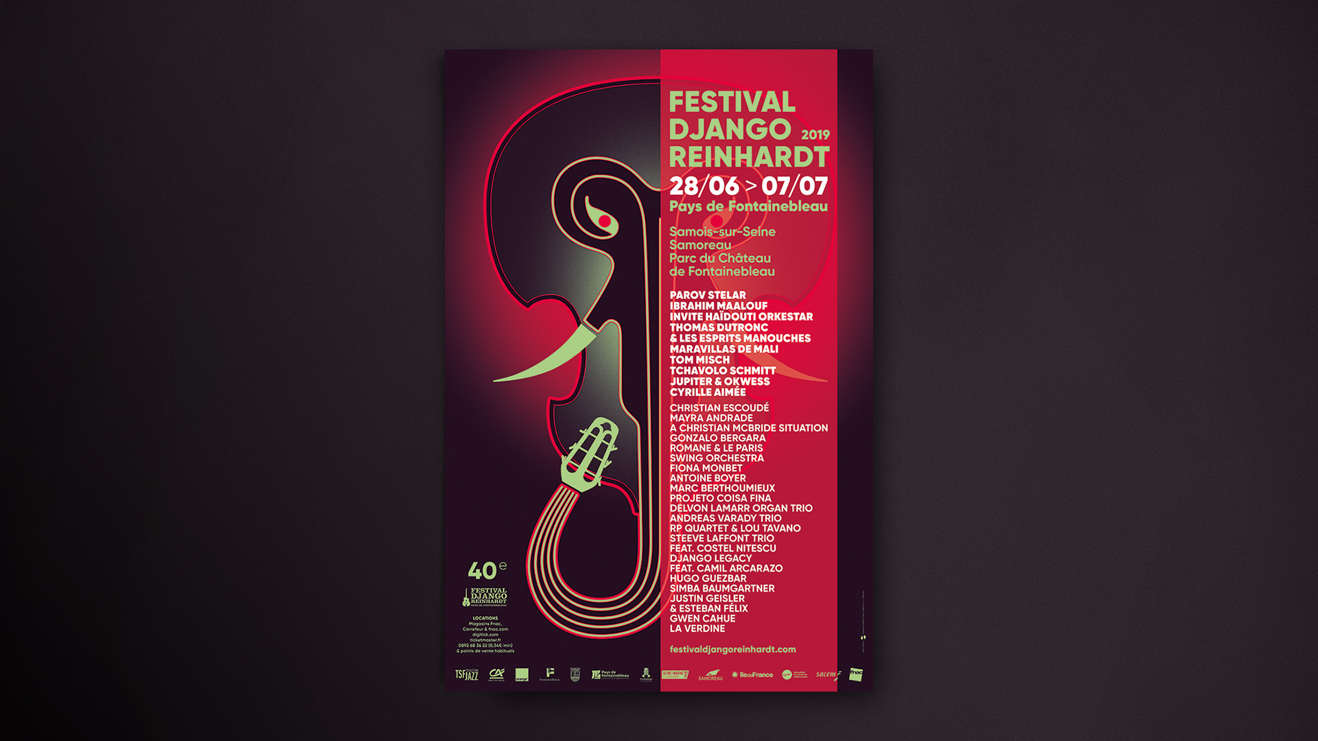Affiche festival Django Reinhardt 2018 | Direction artistique, design graphique & illustration christophe andrusin pommecpommev