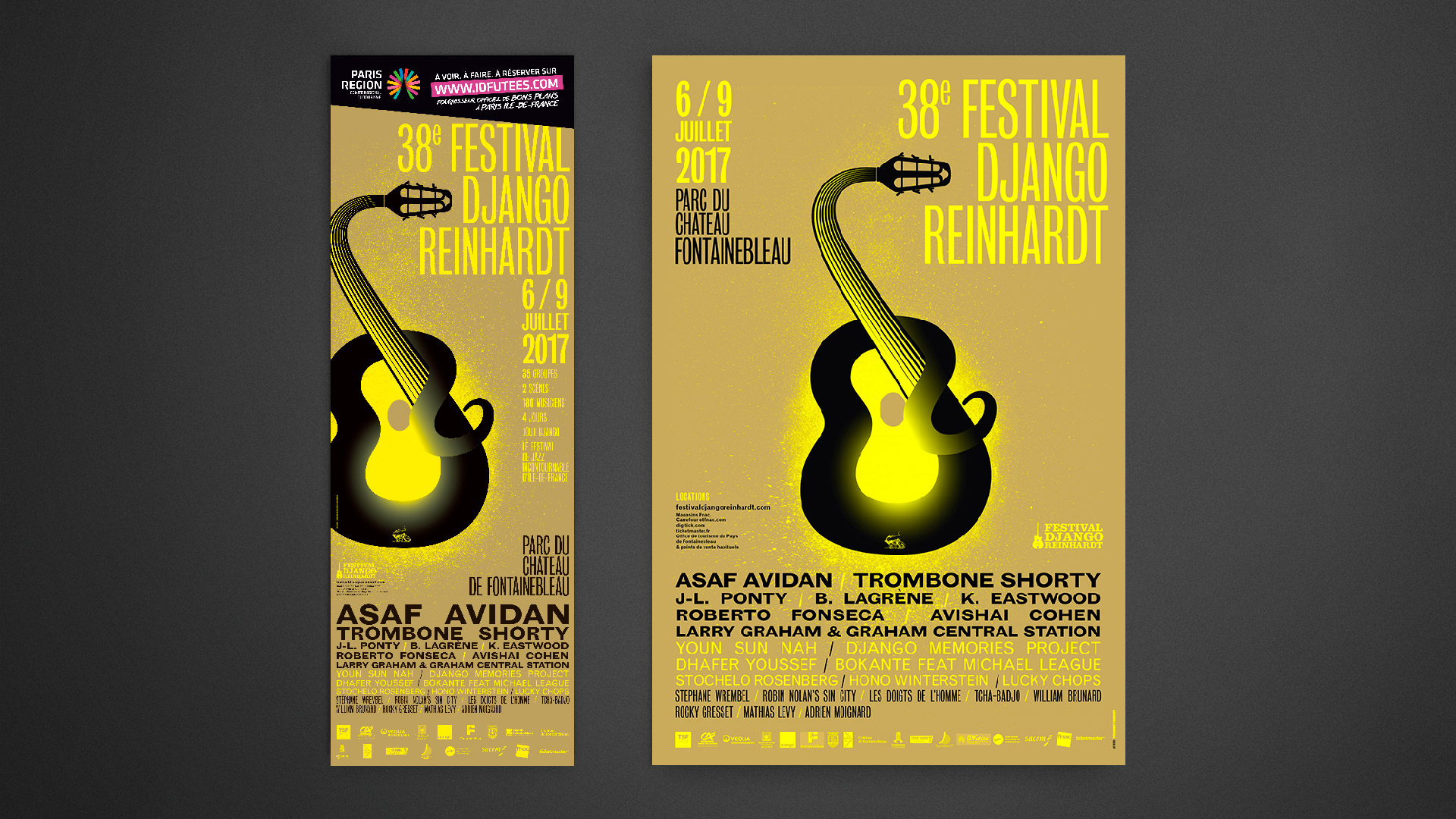 Affiche festival Django Reinhardt 2017 illustration graphisme direction artistique © Christophe Andrusin pommecpommev