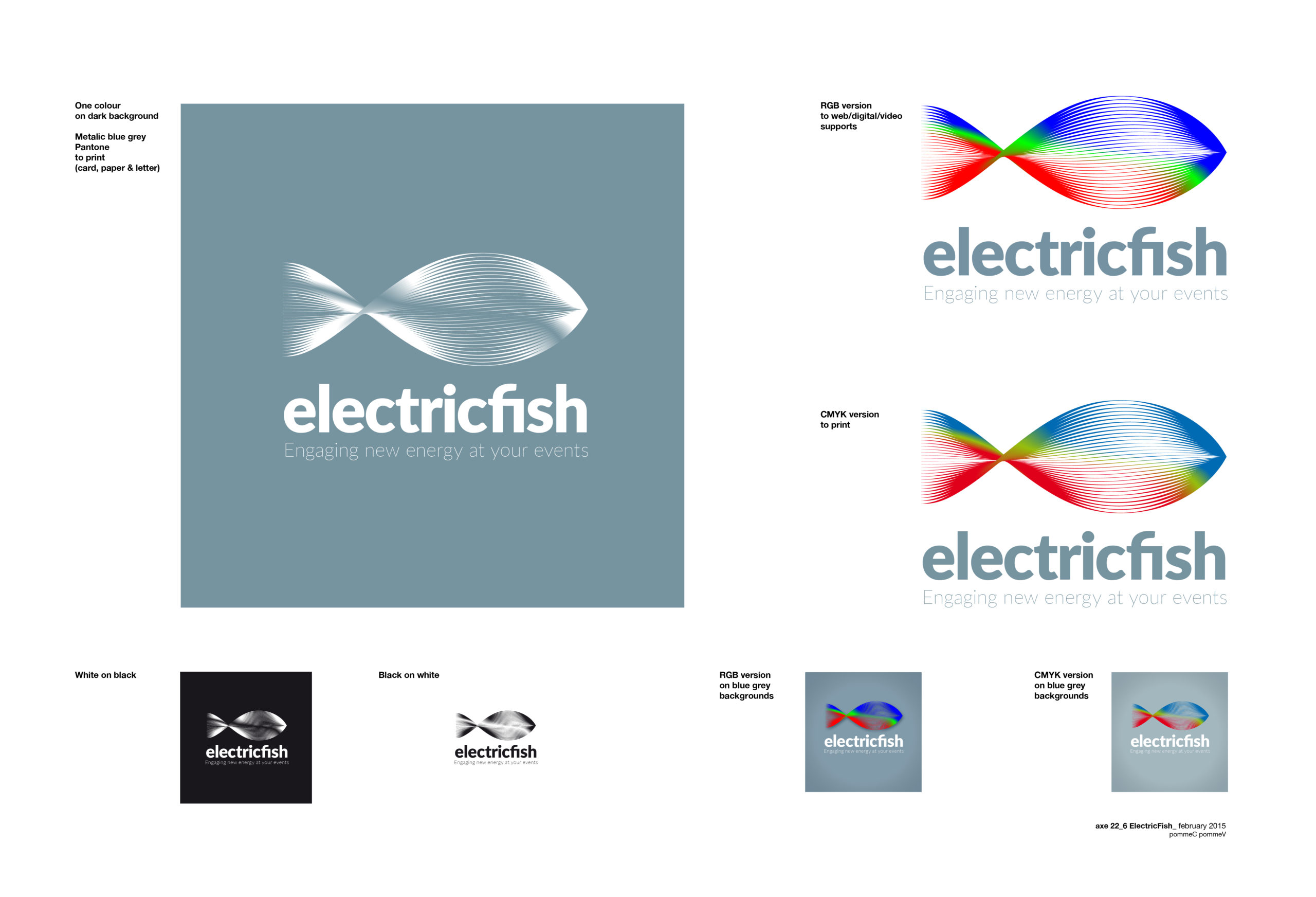 ElectricFish logotype et papeterie - conception / création graphique, graphisme, Brand design © Christophe Andrusin @ pommecpommev