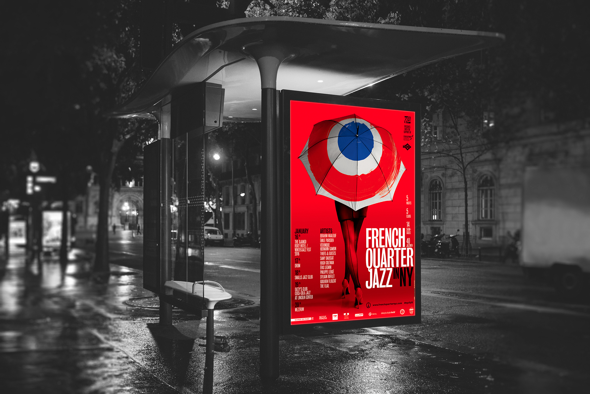 French Quartet Jazz in New York - festival de jazz à New York - L'association Paris Jazz Club invite les musiciens de jazz français dans les clubs de jazz de New York - direction artistique, conception/création graphique, graphisme, illustration, photographie © Christophe Andrusin @ pommepcommev