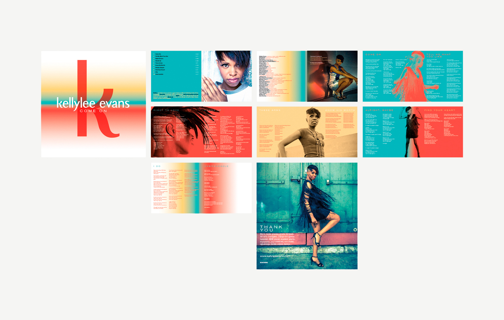 Kellylee Evans album Come On - conception/création graphique, graphisme, typographie, direction artistique © Christophe Andrusin @ pommecpommev