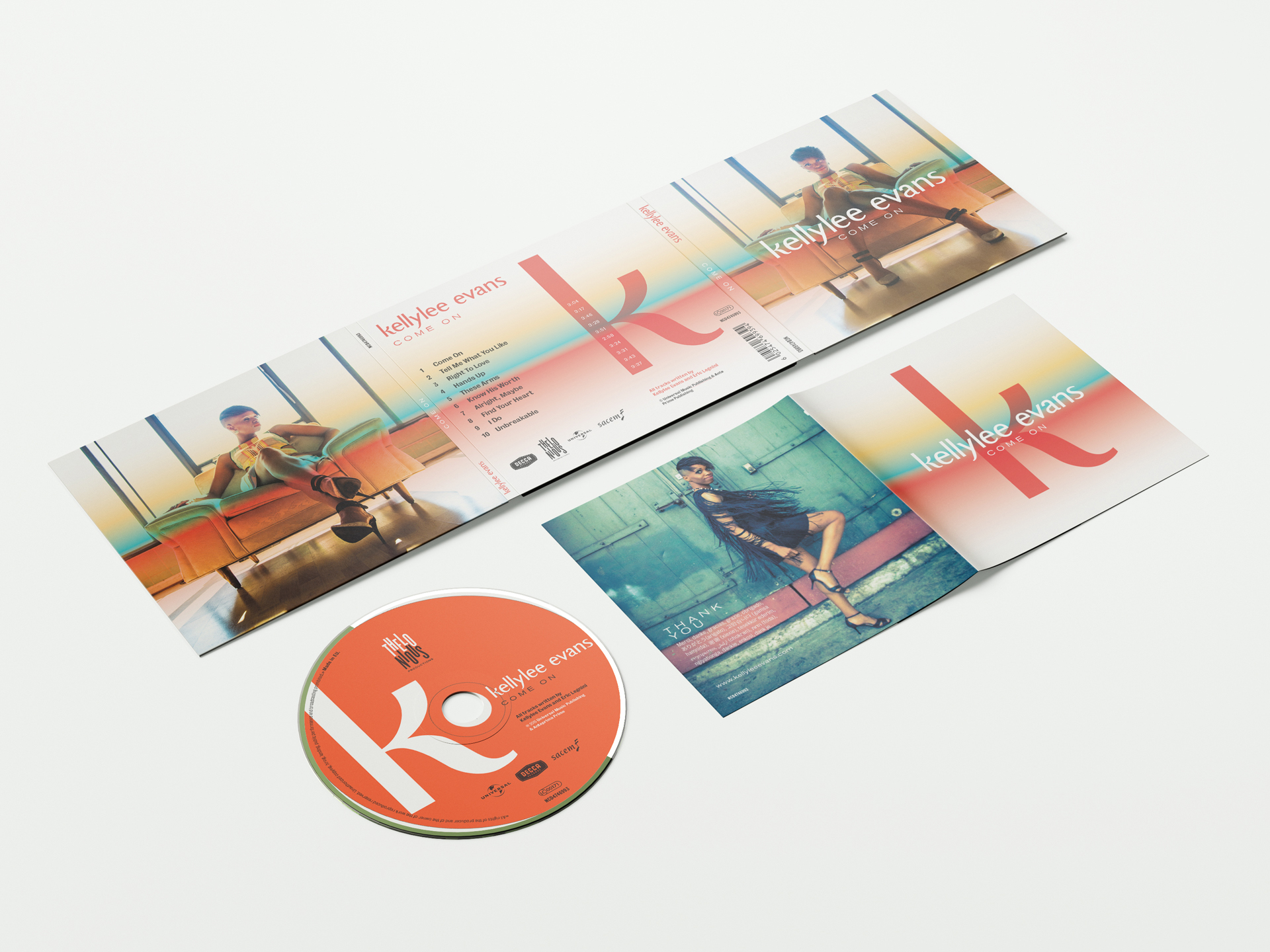 Kellylee Evans album Come On - conception/création graphique, graphisme, typographie, direction artistique © Christophe Andrusin @ pommecpommev