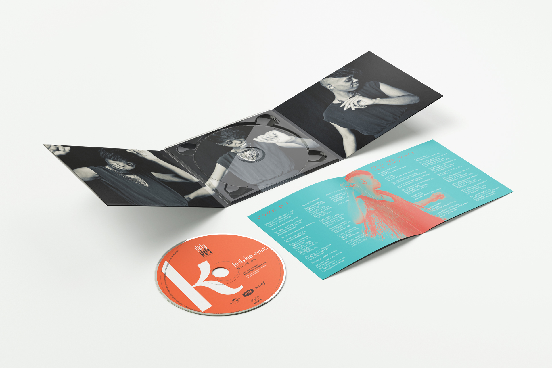 Kellylee Evans album Come On - conception/création graphique, graphisme, typographie, direction artistique © Christophe Andrusin @ pommecpommev
