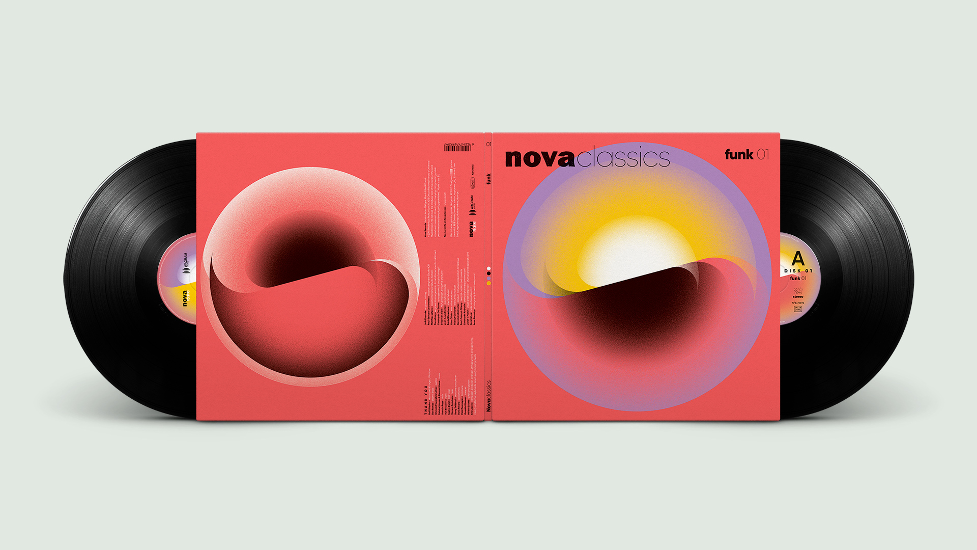 Nova Classics Funk double vinyles gatefold conception & création graphique pommeC pommeV graphisme & illustration Christophe Andrusin