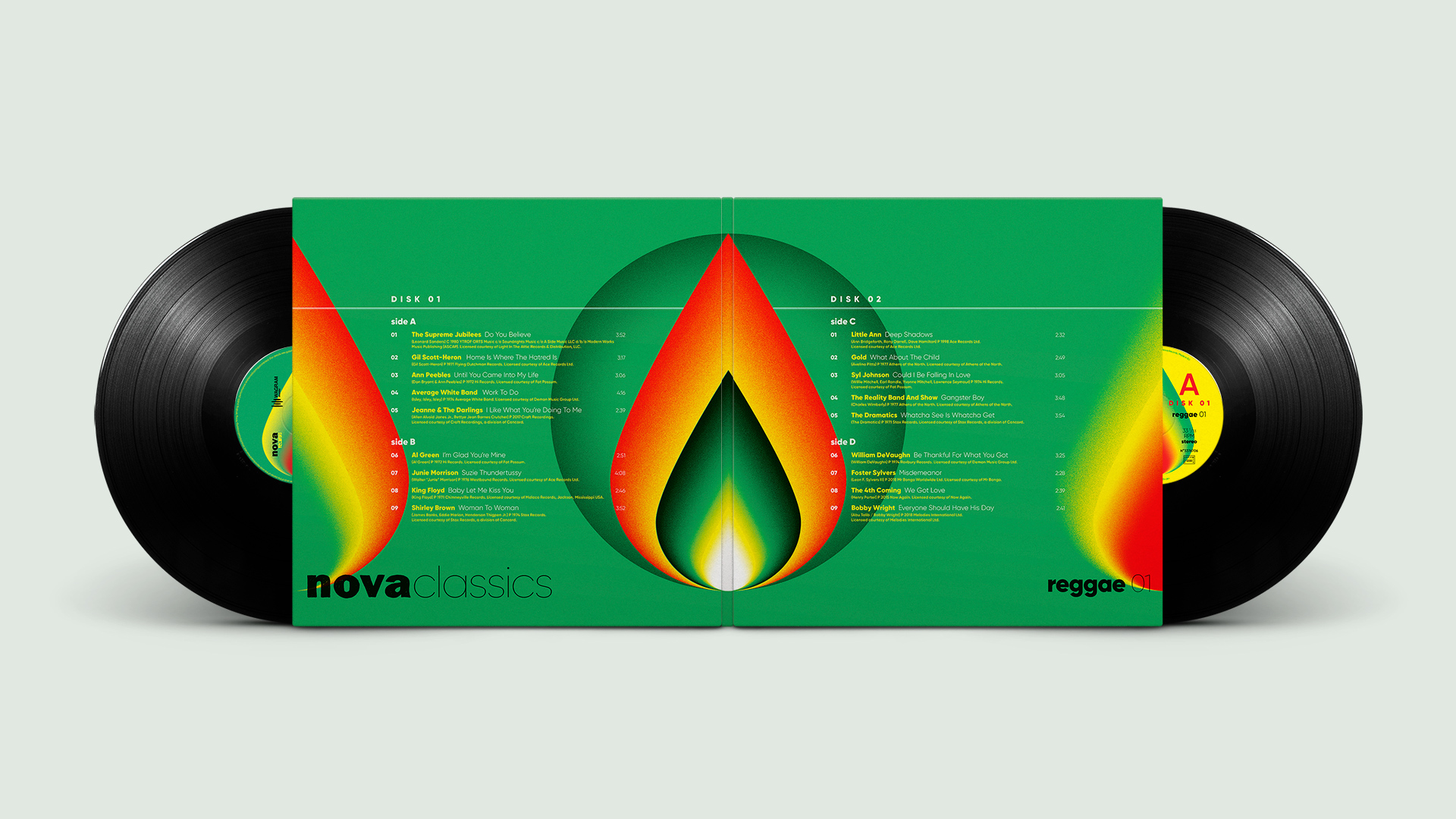 Nova Classics Reggae double vinyles gatefold conception & création graphique pommeC pommeV graphisme & illustration Christophe Andrusin