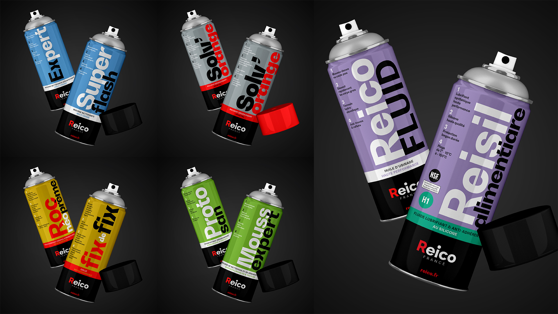 REICO distribue des produits d'entretien et de traitement des surfaces pour les secteurs de la maintenance, du transport, de l'hygiène, et du bâtiment. Conception / création graphique, direction artistique, graphisme, illustration, édition, packaging, digital, catalogue, brand design, identité visuelle © christophe andrusin @ pommecpommev