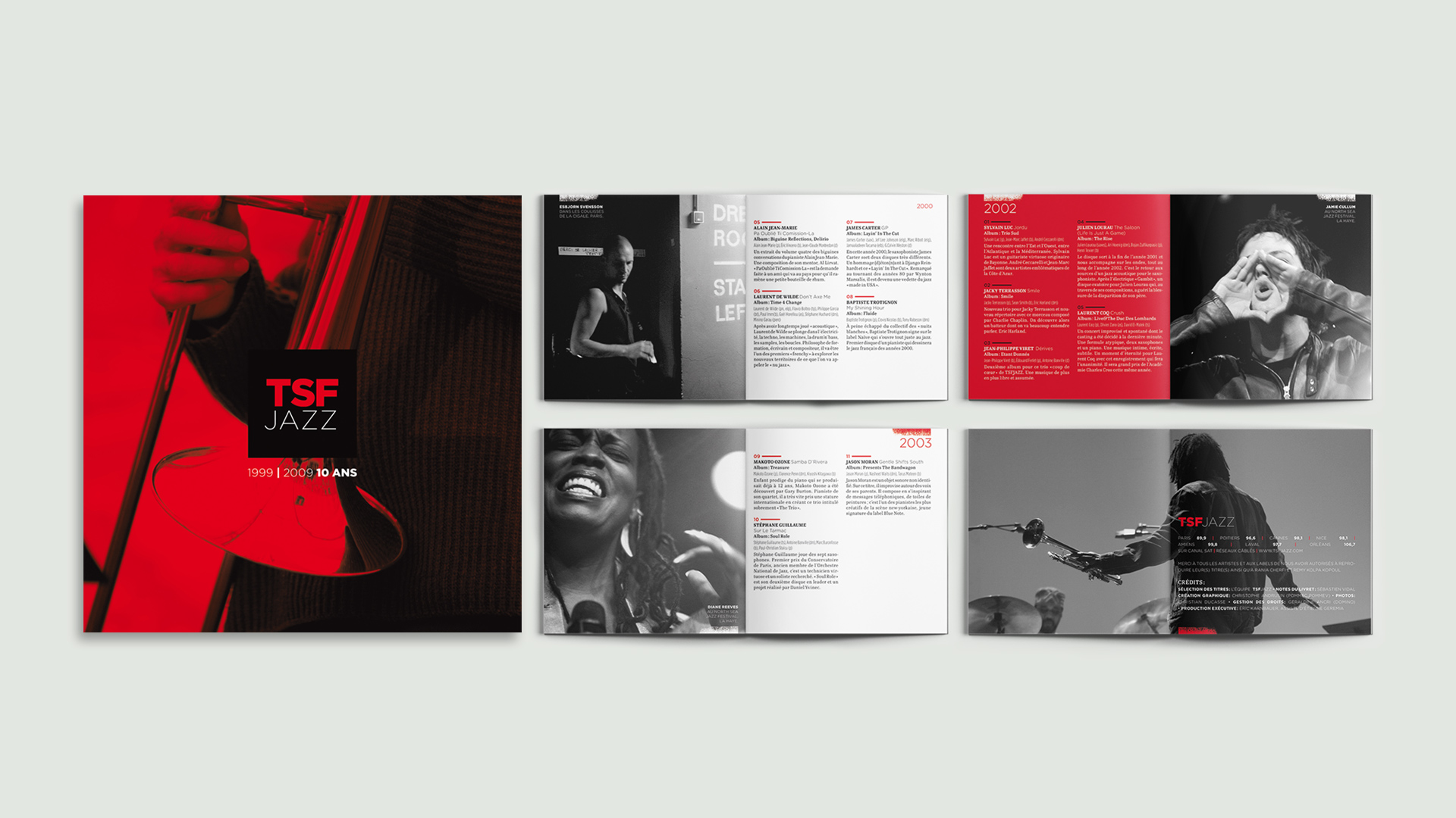 TSFJazz Booklet coffret 10 CD pour les 10 ans de la radio | Direction artistique, design graphique & illustration © Christophe Andrusin @ pommeC pommeV   
