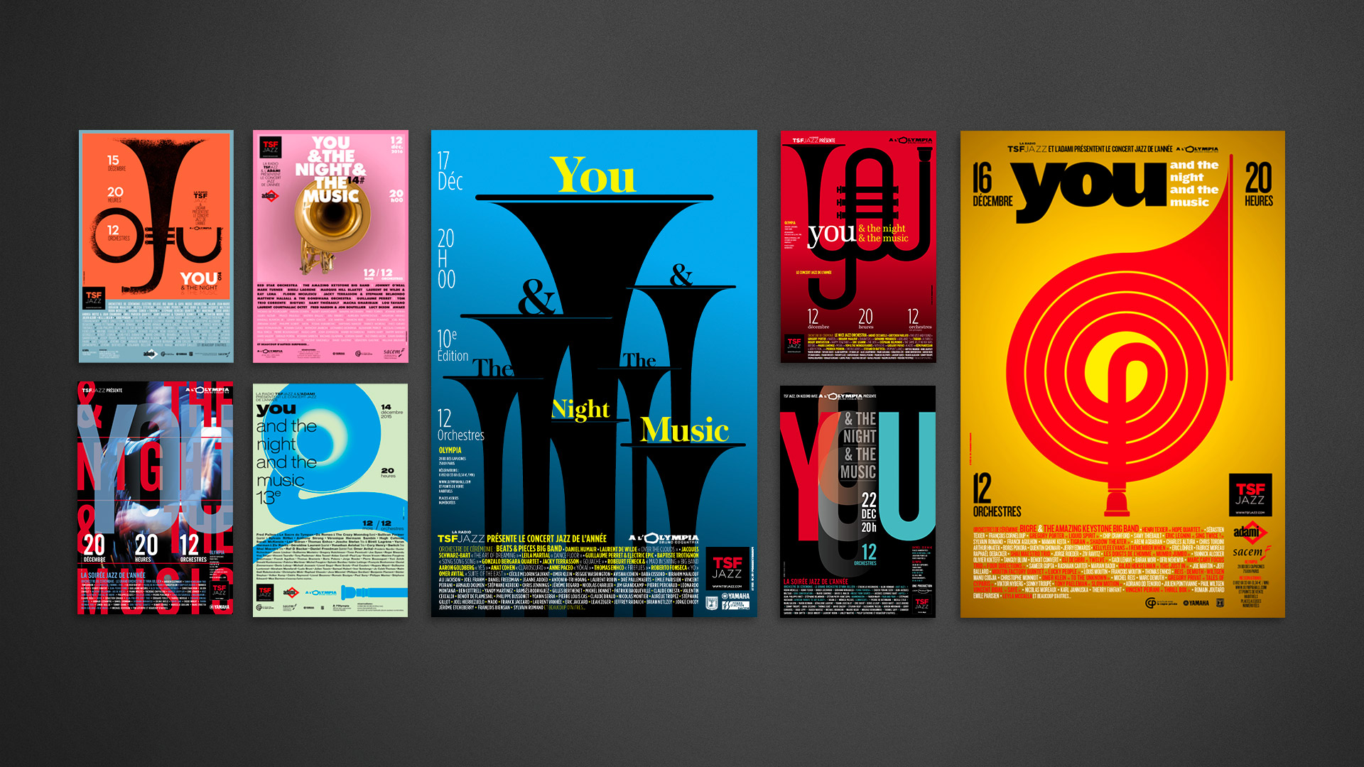 TSF Jazz Affiches You and the Night and the Music | Direction artistique, design graphique & illustration © Christophe Andrusin @ pommeC pommeV