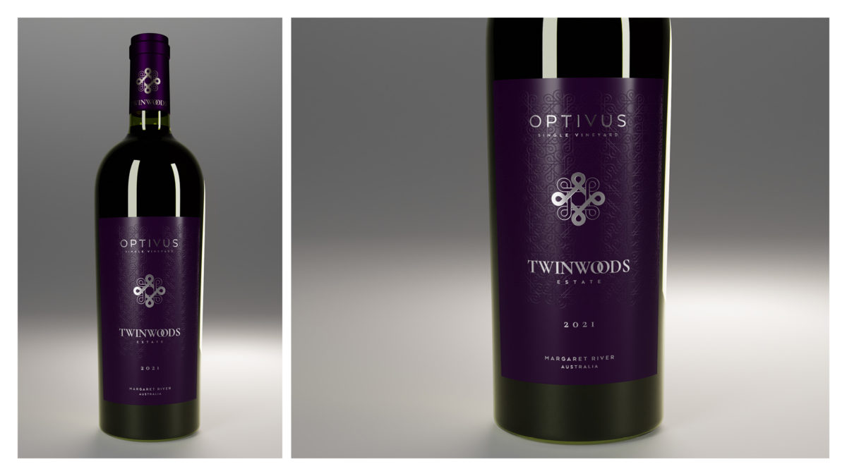 Création conception graphique identité visuelle domaine de vin Twinwoods Australie - Margaret River. Brand design : logotype charte graphique, étiquette bouteille de vin, packaging
